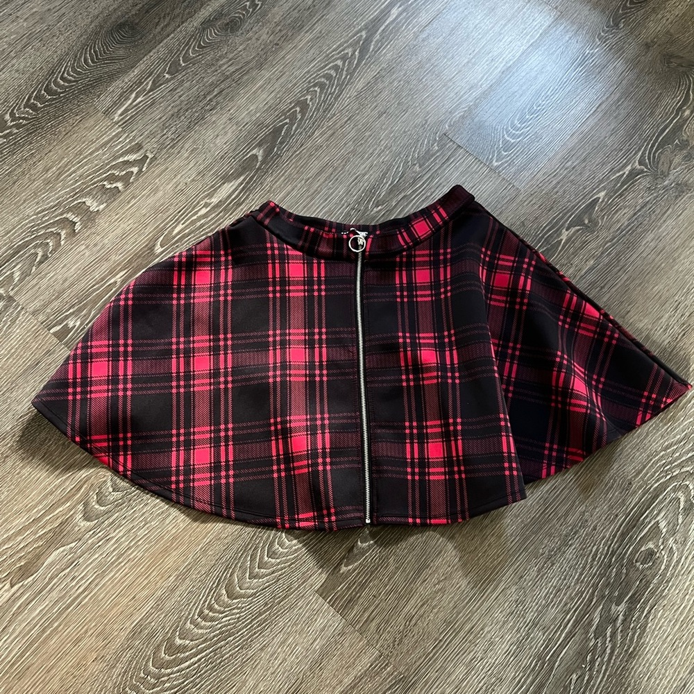 Hot Topic Black and Red Plaid Skater Skirt